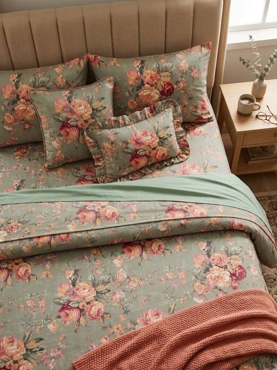 ✨ 🌿🌸 طقم ملايات أناقة الحديقة