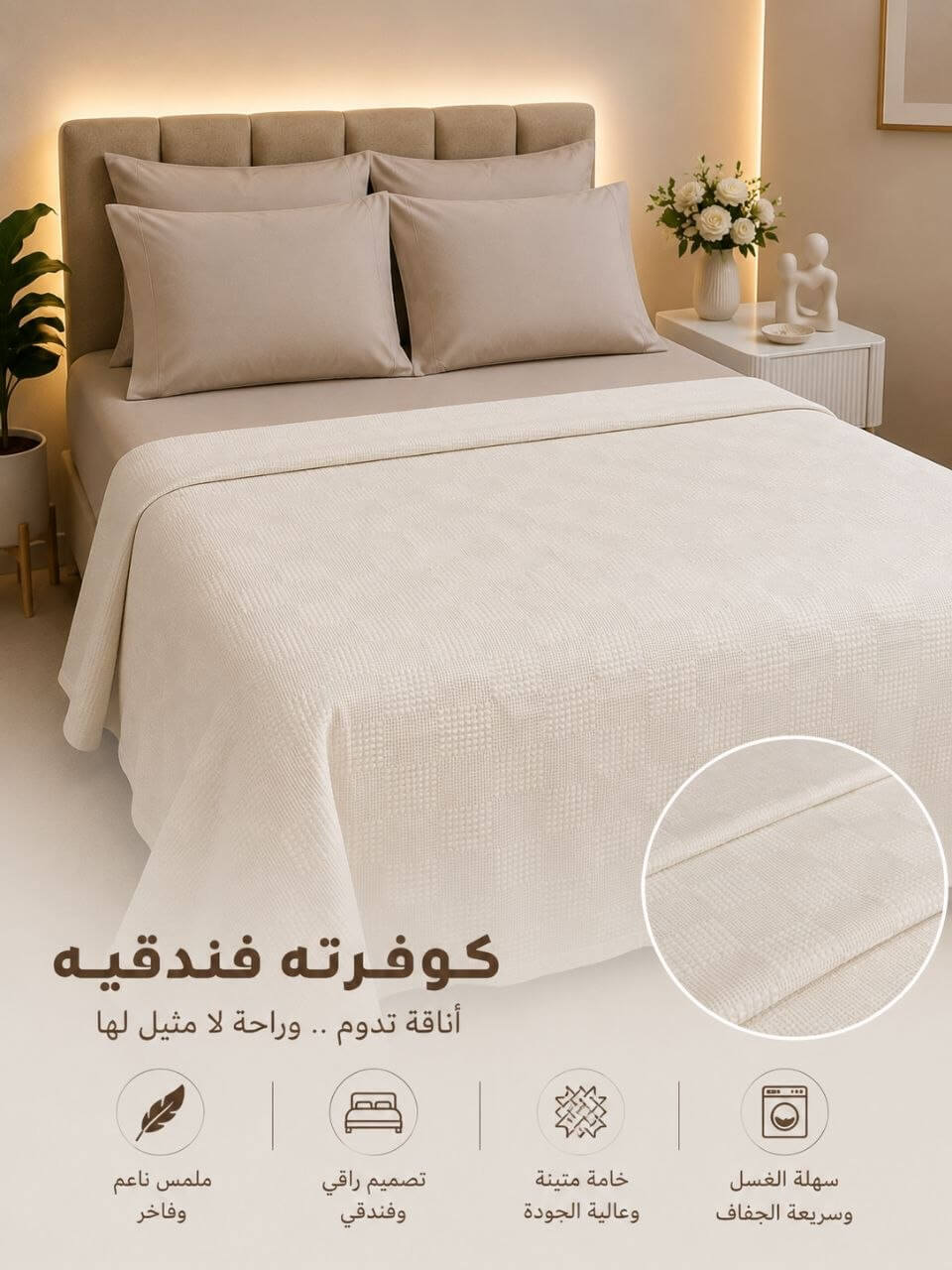 مفرش لوكس فاخر أوف وايت